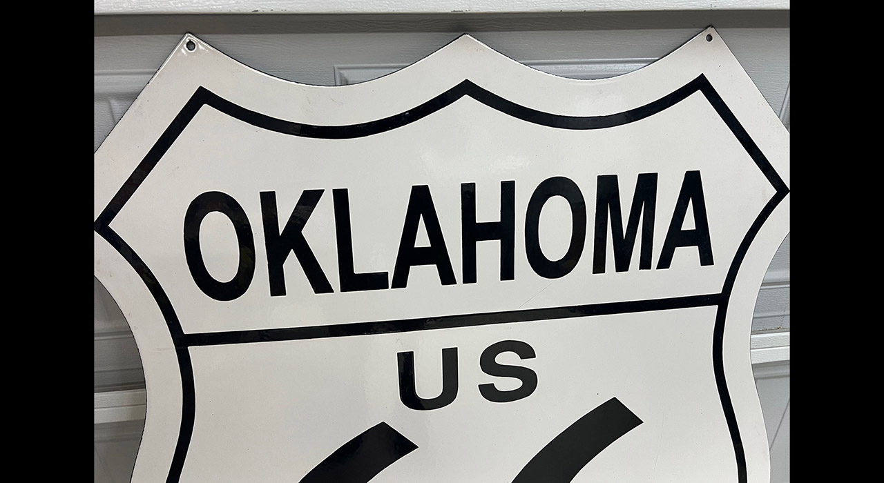 2nd Image of a N/A LARGE OKLAHOMA US ROUTE 66 PORCELAIN HWY