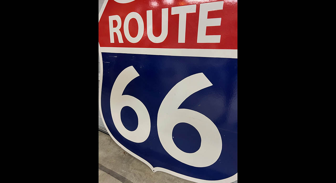 1st Image of a N/A TRI-COLOR US ROUTE 66 SHIELD PORCELAIN