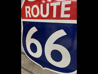 Image 2 of 5 of a N/A TRI-COLOR US ROUTE 66 SHIELD PORCELAIN