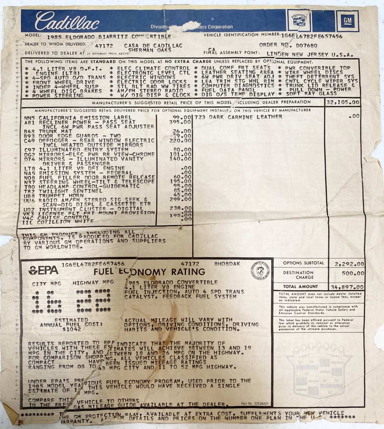 7th Image of a 1985 CADILLAC ELDORADO BIARRITZ
