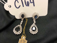 Image 2 of 2 of a N/A SAPPHIRE AND DIAMOND EARRINGS