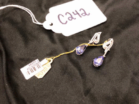 Image 2 of 2 of a N/A TANZANITE AND DIAMON PLATINUM EARRINGS