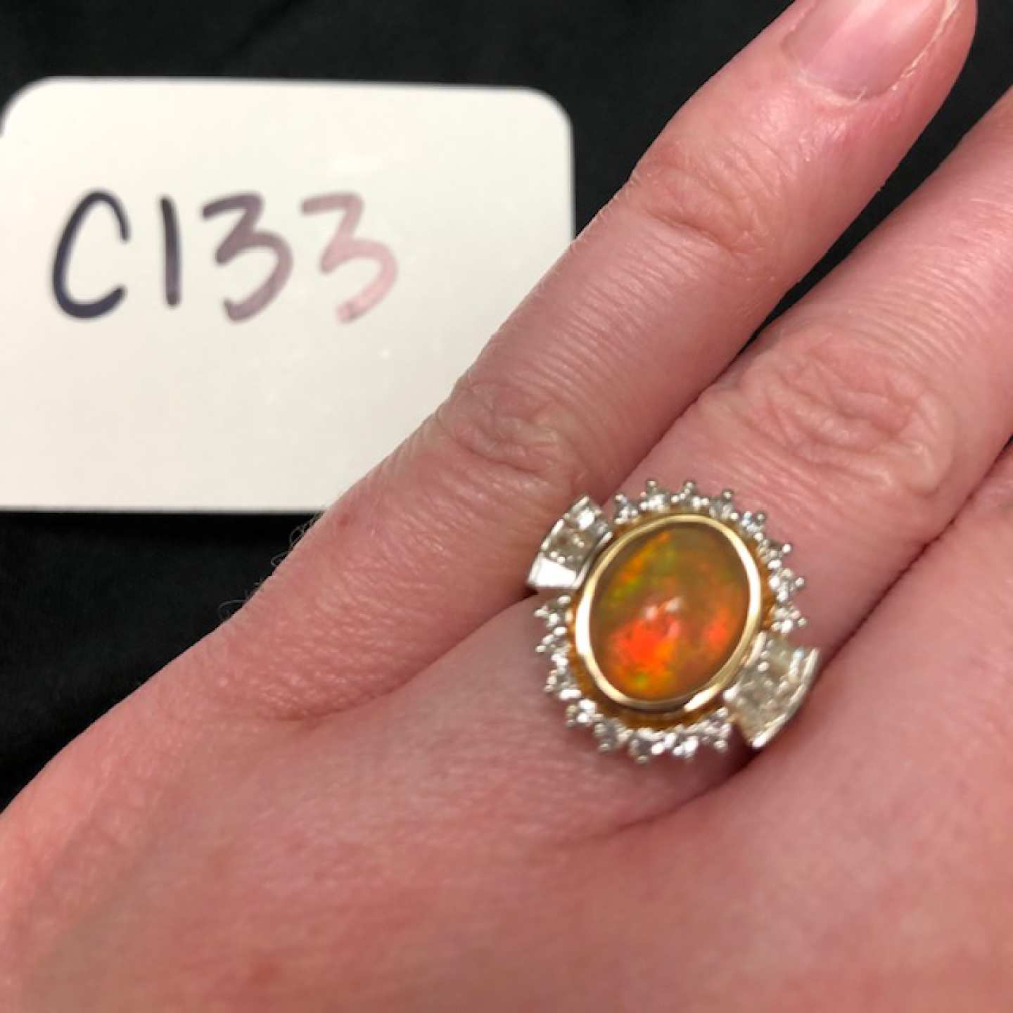 0th Image of a N/A 14K RING DIAMOND AND OPAL