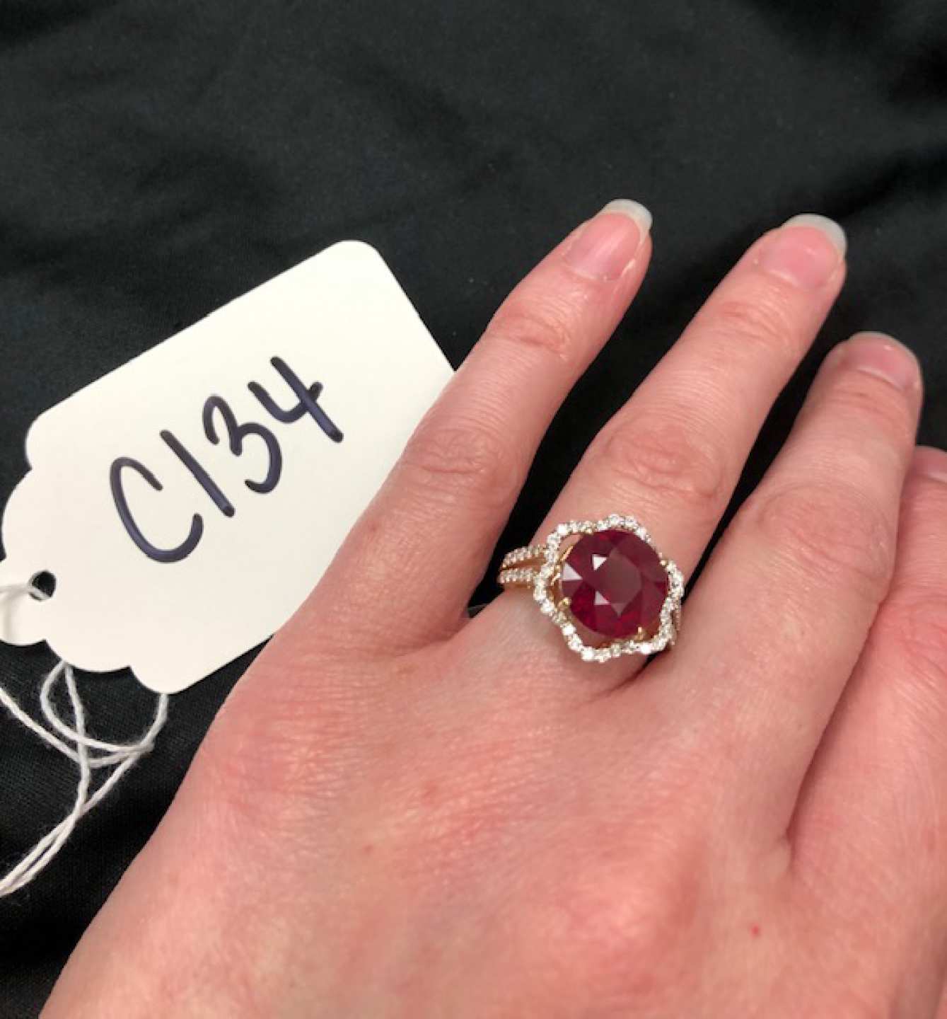 1st Image of a N/A 14K GOLD RING RUBY AND DIAMOND