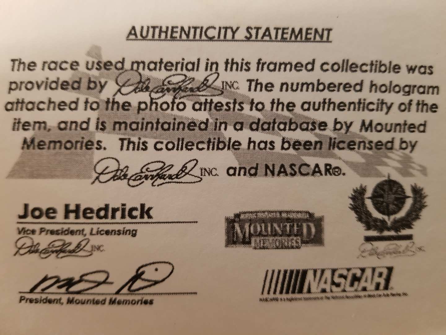 1st Image of a N/A DALE EARNHARDT, JR SIGNED FRAMED ART