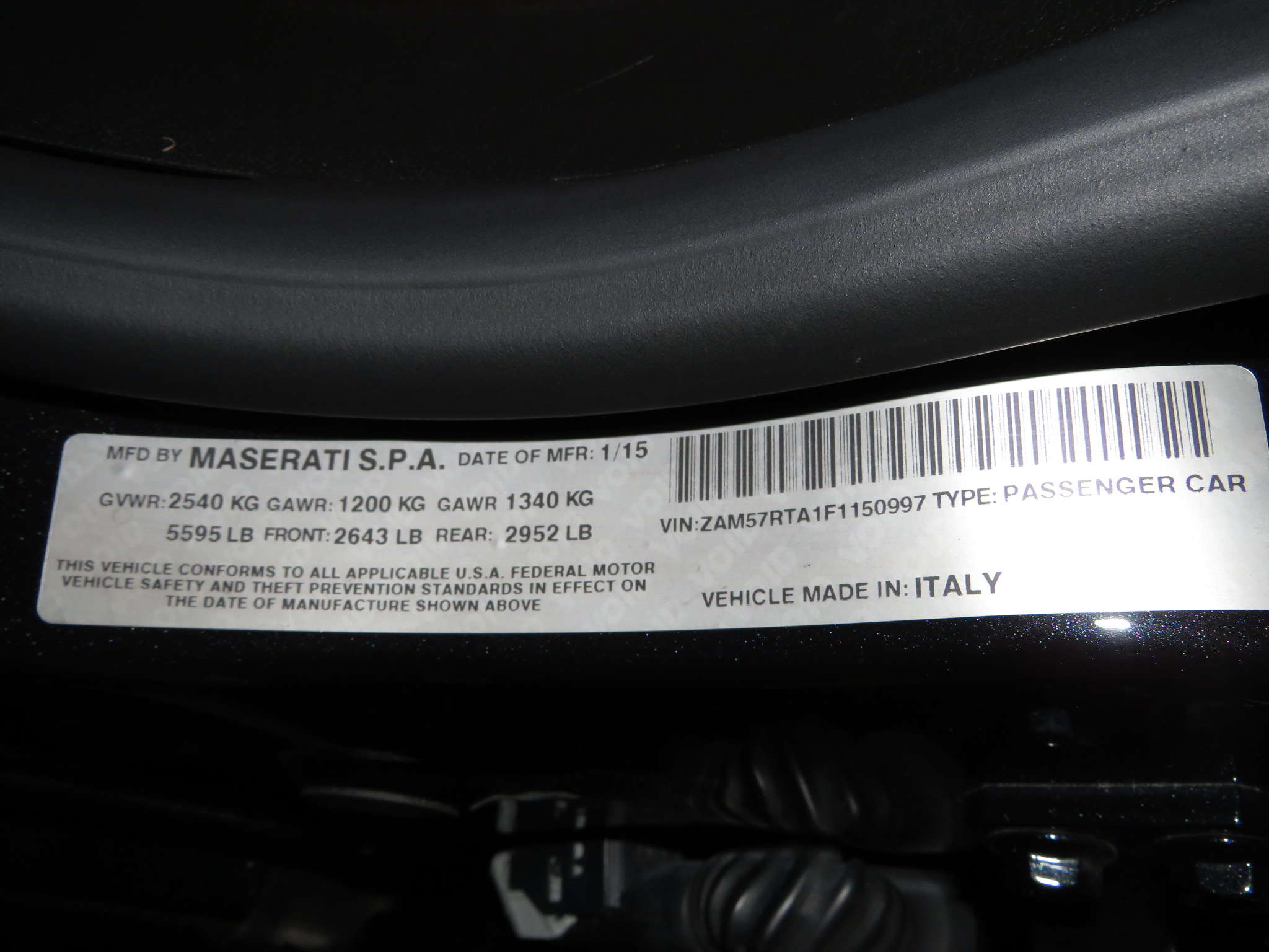 3rd Image of a 2015 MASERATI GHIBLI NORTH AMERICA SPECIF S Q4