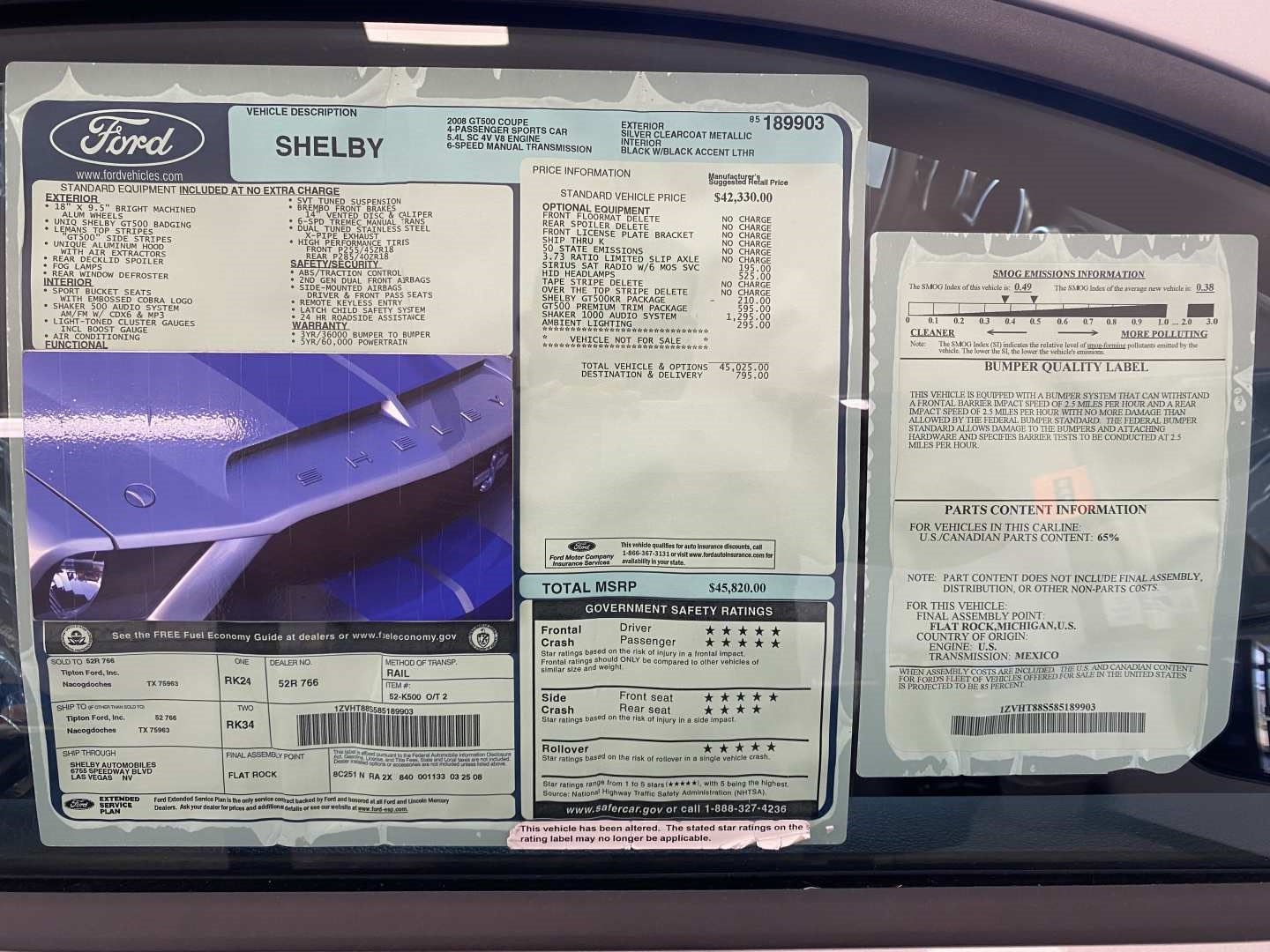 7th Image of a 2008 FORD MUSTANG SHELBY GT500
