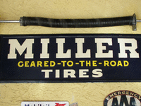 Image 1 of 1 of a N/A EMBOSSED MILLER TIRE METAL SIGN