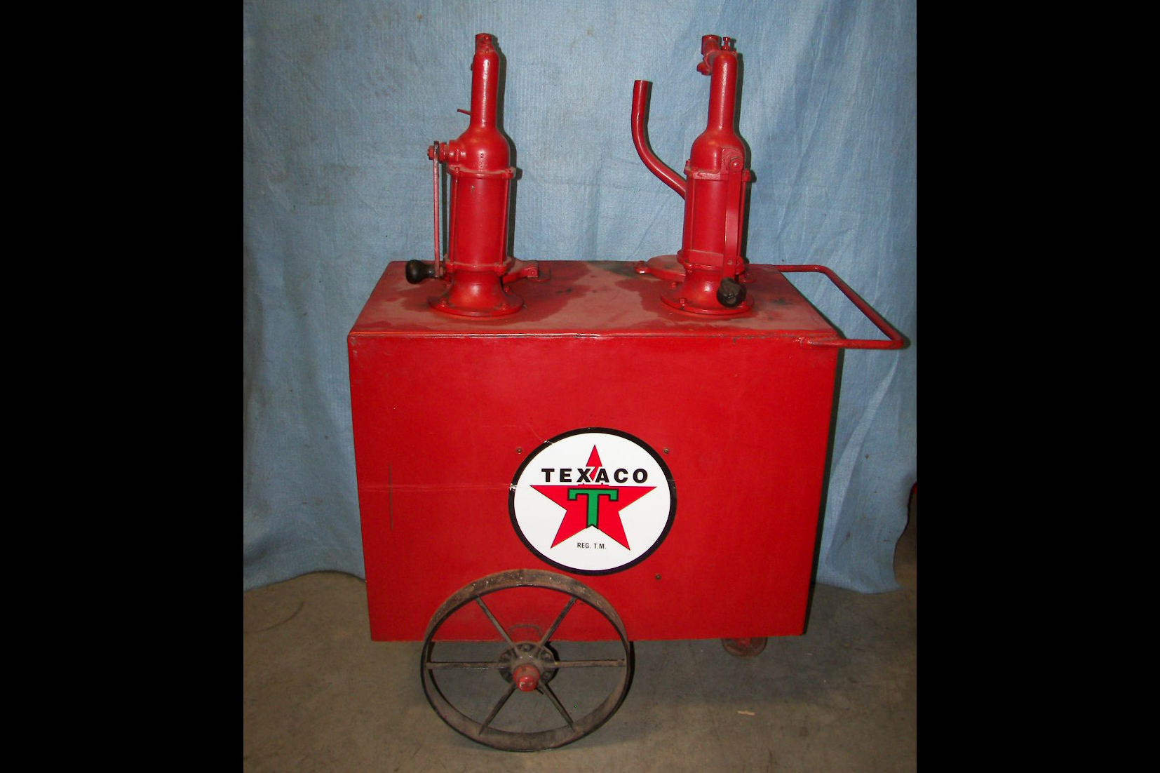 0th Image of a N/A TEXACO OIL CONTAINER 2 PUMPS ON WHEELS