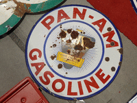 Image 1 of 1 of a N/A PAN AM GASOLINE METAL SIGN SMALL ROUND