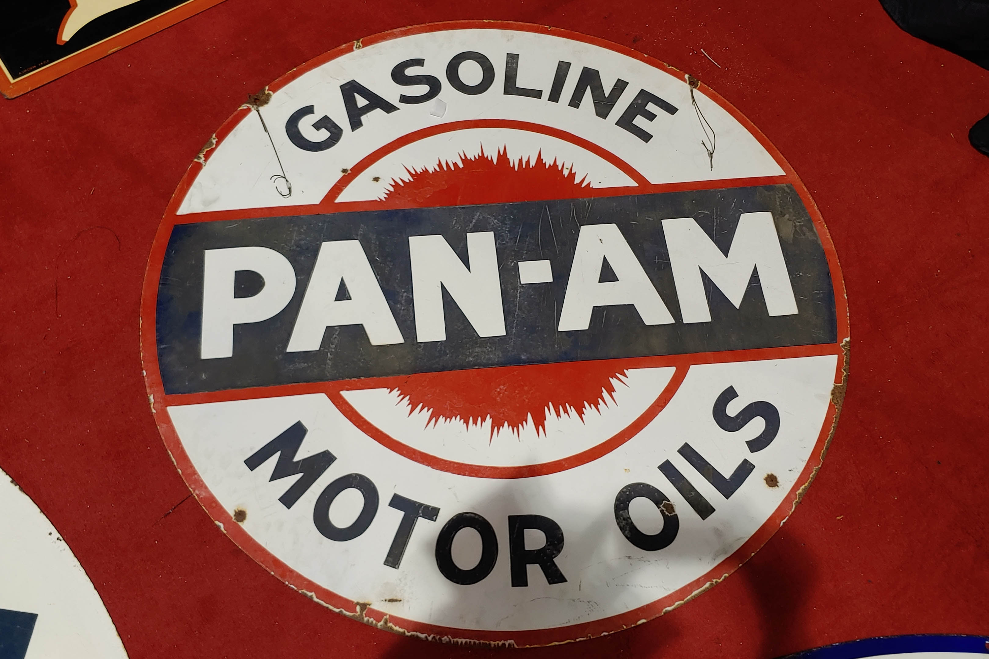 0th Image of a N/A PAN AM GASOLINE SIGN ROUND MED
