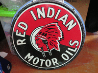 Image 1 of 1 of a N/A METAL SIGN RED INDIAN MOTOR OILS