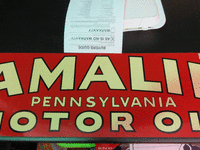 Image 1 of 1 of a N/A METAL SIGN AMALIE PENNSYLVANIA MOTOR OIL