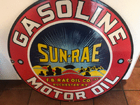 Image 1 of 1 of a N/A SUN-RAE GASOLINE SIGN