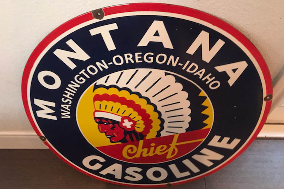 0th Image of a N/A MONTANA INDIAN GASOLINE MOTOR OILS SIGN