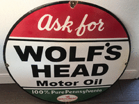 Image 1 of 1 of a N/A WOLFS HEAD OIL SIGN