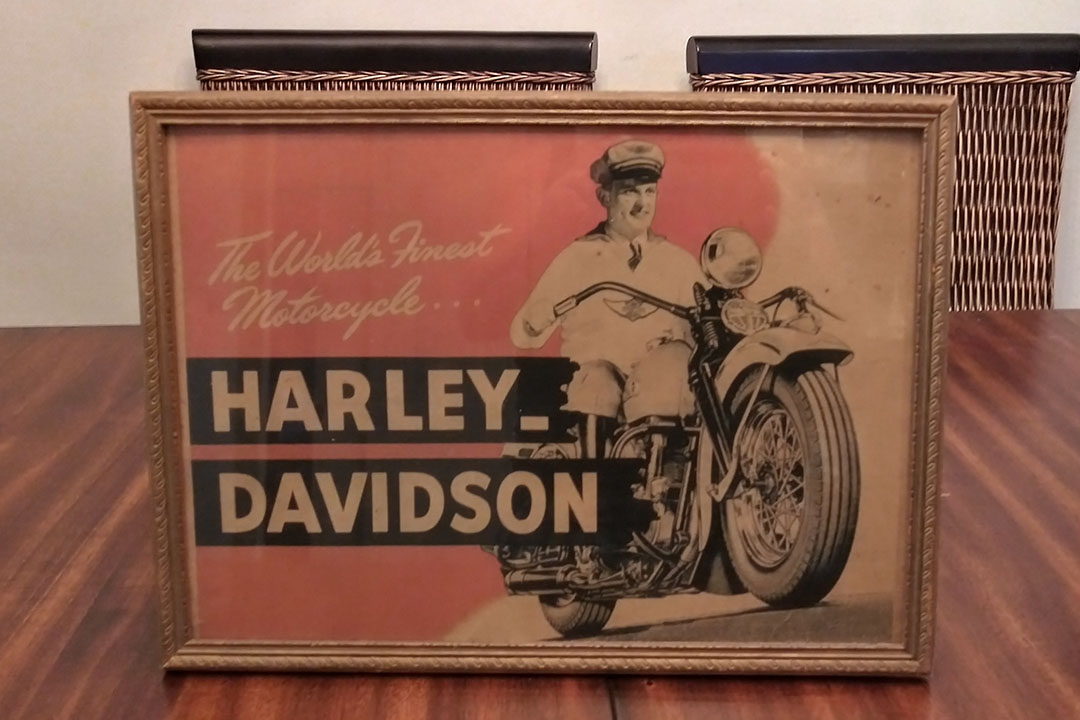 0th Image of a N/A FRAMED OLD HARLEY DAVIDSON PICTURE
