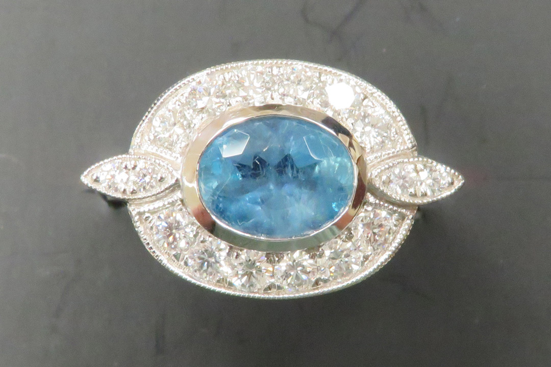 0th Image of a N/A OVAL AQUAMARINE DIAMOND RING