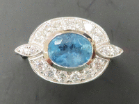Image 1 of 5 of a N/A OVAL AQUAMARINE DIAMOND RING