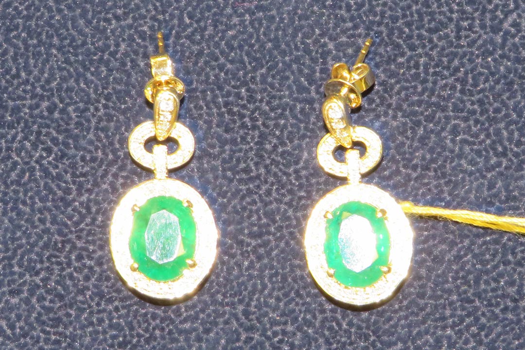 0th Image of a N/A NATURAL EMERALD BERYL & DIAMOND EARRINGS