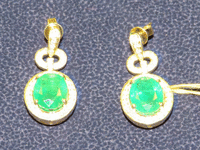 Image 2 of 4 of a N/A NATURAL EMERALD BERYL & DIAMOND EARRINGS