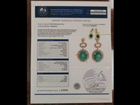 Image 4 of 4 of a N/A NATURAL EMERALD BERYL & DIAMOND EARRINGS