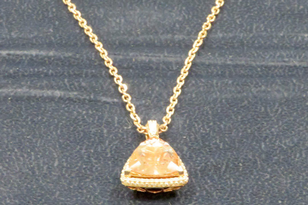 2nd Image of a N/A LADIES CAST & ASSEMBLED MORGANITE AND DIAMOND NECKLACE
