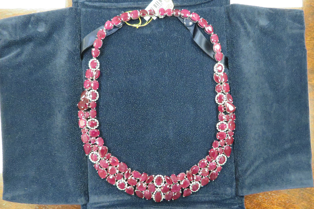 1st Image of a N/A NATURAL BURMESE RUBY CORUNDUM AND DIAMOND NECKLACE