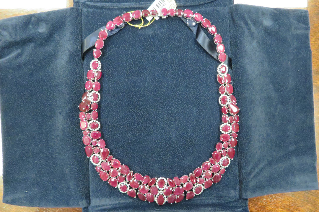 1st Image of a N/A NATURAL BURMESE RUBY CORUNDUM AND DIAMOND NECKLACE