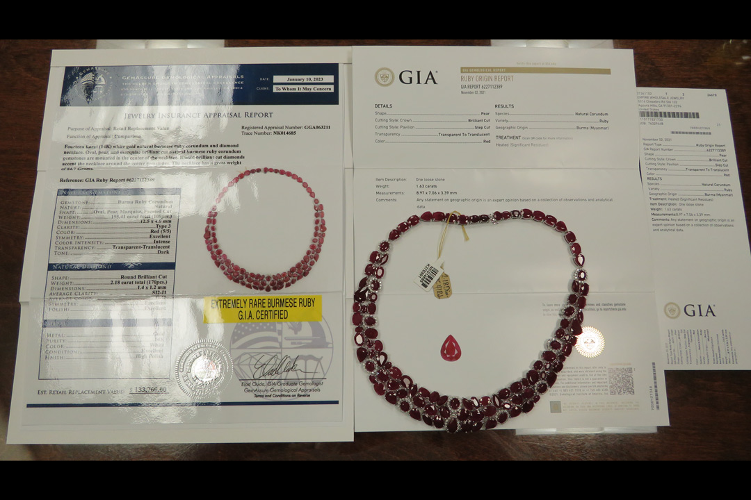 2nd Image of a N/A NATURAL BURMESE RUBY CORUNDUM AND DIAMOND NECKLACE