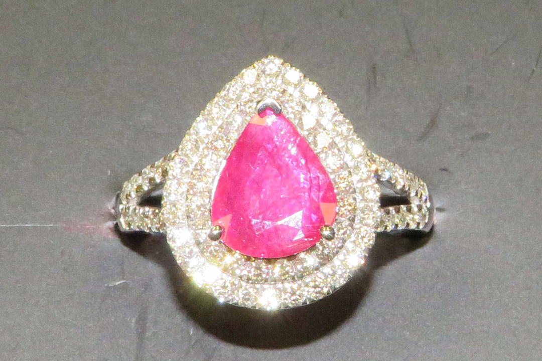 1st Image of a N/A PLANTINUM MOZAMBIQUE RUBY CORUNDUM & DIAMOND RING