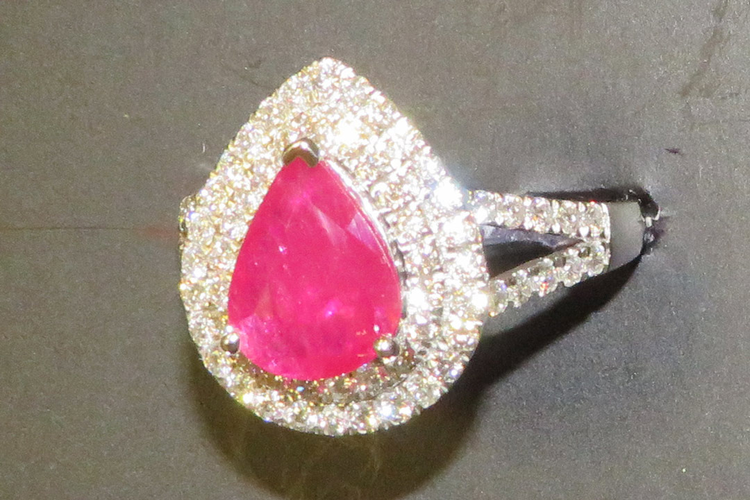 2nd Image of a N/A PLANTINUM MOZAMBIQUE RUBY CORUNDUM & DIAMOND RING