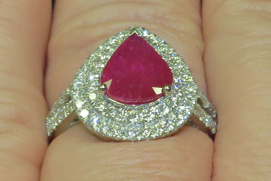 3rd Image of a N/A PLANTINUM MOZAMBIQUE RUBY CORUNDUM & DIAMOND RING