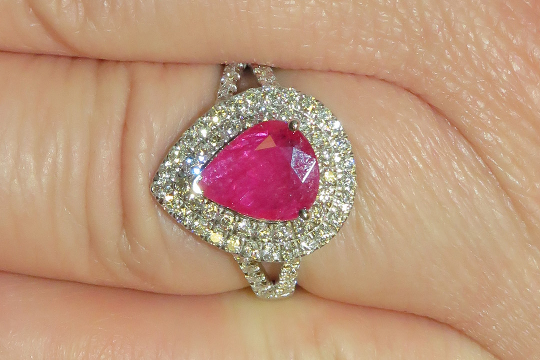 4th Image of a N/A PLANTINUM MOZAMBIQUE RUBY CORUNDUM & DIAMOND RING