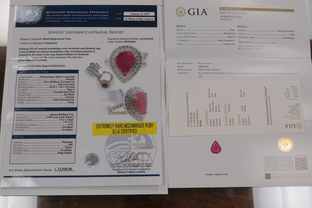 5th Image of a N/A PLANTINUM MOZAMBIQUE RUBY CORUNDUM & DIAMOND RING