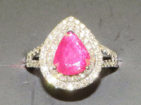 Image 2 of 6 of a N/A PLANTINUM MOZAMBIQUE RUBY CORUNDUM & DIAMOND RING
