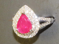 Image 3 of 6 of a N/A PLANTINUM MOZAMBIQUE RUBY CORUNDUM & DIAMOND RING