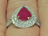 Image 4 of 6 of a N/A PLANTINUM MOZAMBIQUE RUBY CORUNDUM & DIAMOND RING