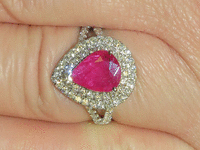 Image 5 of 6 of a N/A PLANTINUM MOZAMBIQUE RUBY CORUNDUM & DIAMOND RING