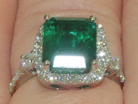 Image 5 of 6 of a N/A PLATINUM EMERALD BERYL & DIAMOND RING