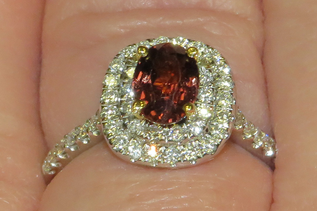 1st Image of a N/A LADIES CAST ORANGE SAPPHIRE & DIAMOND RING