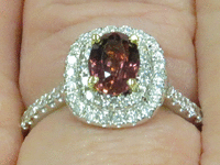 Image 3 of 4 of a N/A LADIES CAST ORANGE SAPPHIRE & DIAMOND RING