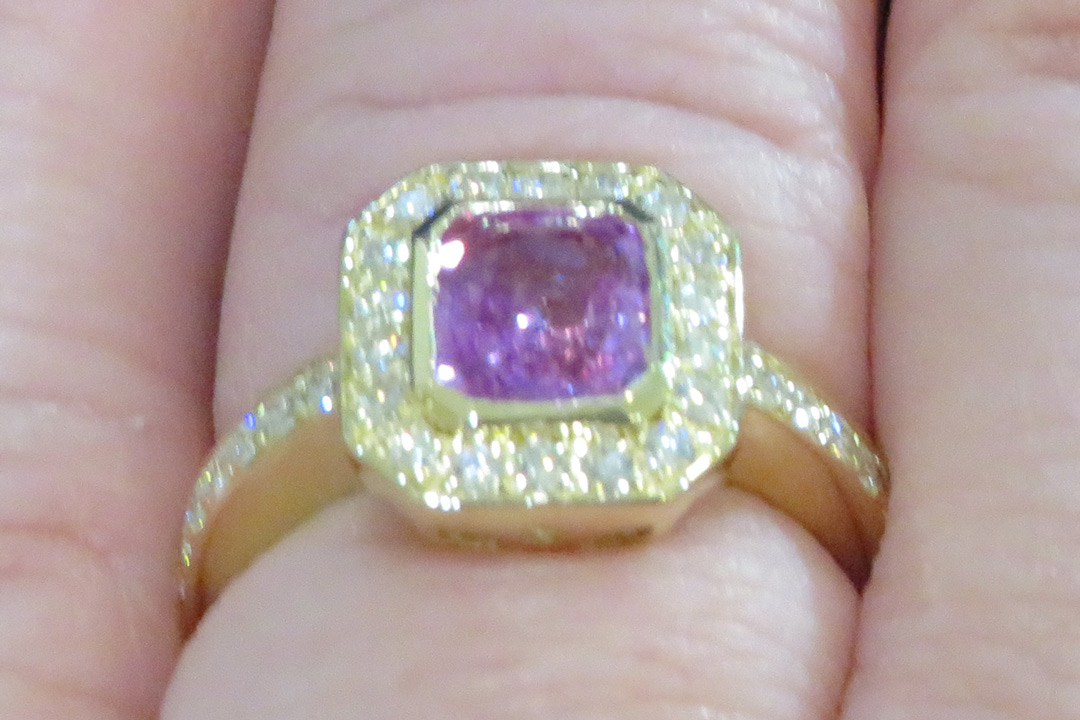 3rd Image of a N/A NATURAL SAPPHIRE CORUNDUM & DIAMOND RING