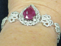 Image 2 of 6 of a N/A NATURAL BURMESE RUBY CORUNDUM & DIAMOND BRACELET