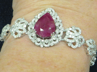 Image 3 of 6 of a N/A NATURAL BURMESE RUBY CORUNDUM & DIAMOND BRACELET