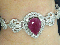 Image 4 of 6 of a N/A NATURAL BURMESE RUBY CORUNDUM & DIAMOND BRACELET