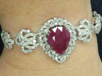 Image 5 of 6 of a N/A NATURAL BURMESE RUBY CORUNDUM & DIAMOND BRACELET