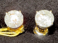 Image 2 of 3 of a N/A 18K GOLD DIAMOND STUD EARRINGS