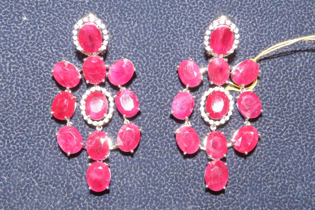 1st Image of a N/A NATURAL BURMESE RUBY CORUNDUM & DIAMOND EARRINGS