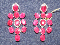 Image 2 of 3 of a N/A NATURAL BURMESE RUBY CORUNDUM & DIAMOND EARRINGS